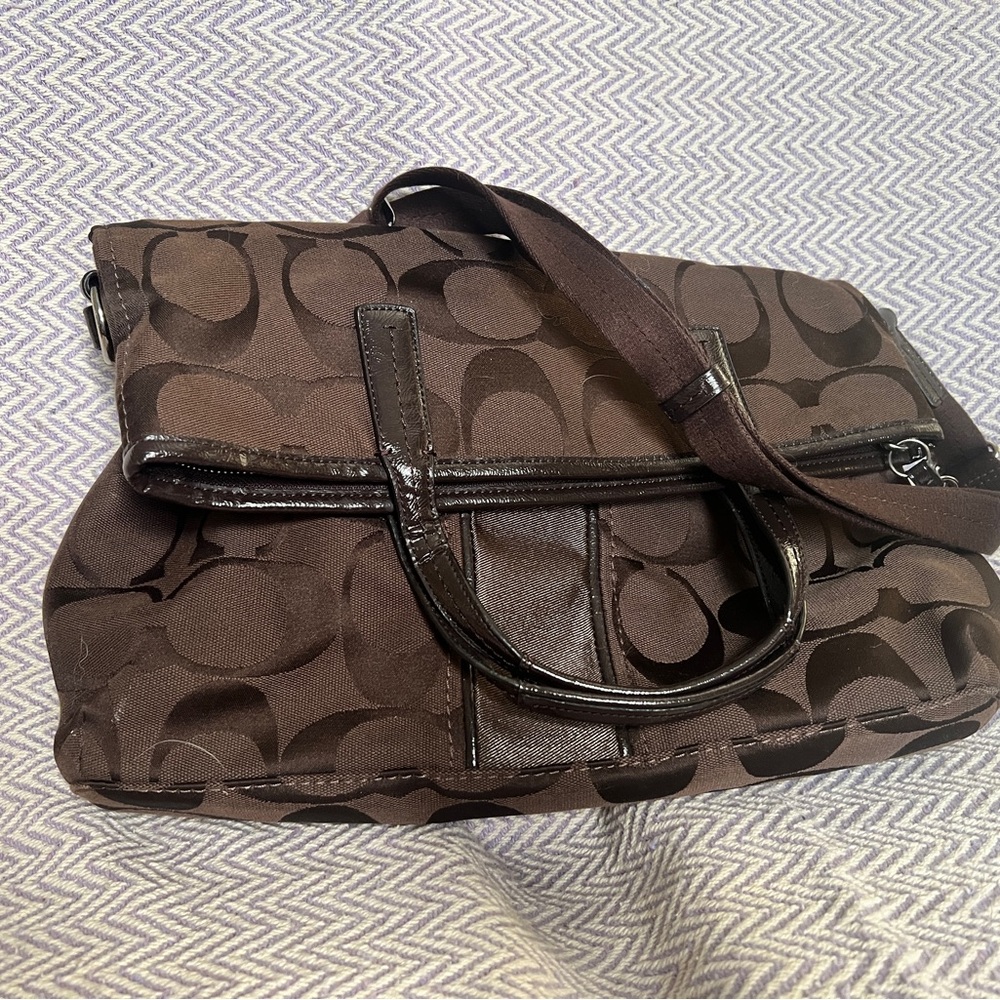 Coach Dark Brown Signature Shoulder Bag